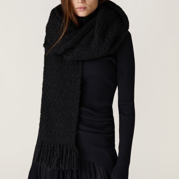 Loro Piana Black Cashmere Fringe Maidar Scarf - Picture 5 of 5